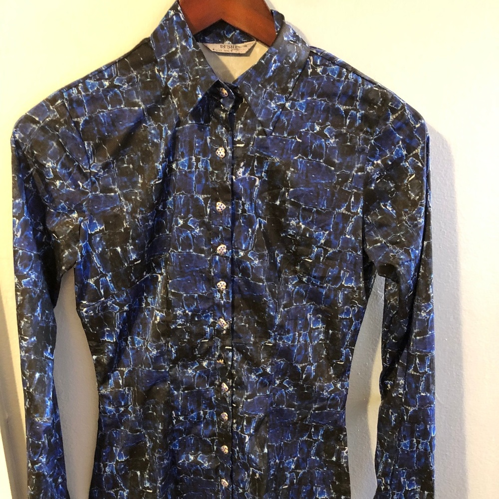 Blue/ Black Patterned  Blouse